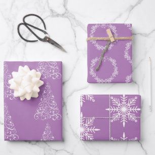 Christmas Wrapping Paper Flat Sheet Set of 3