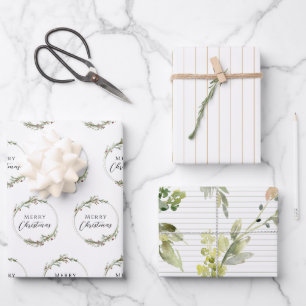 Christmas Wrapping Paper Flat Sheet Set of 3