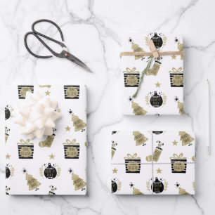 Christmas Wrapping Paper Flat Sheet Set of 3