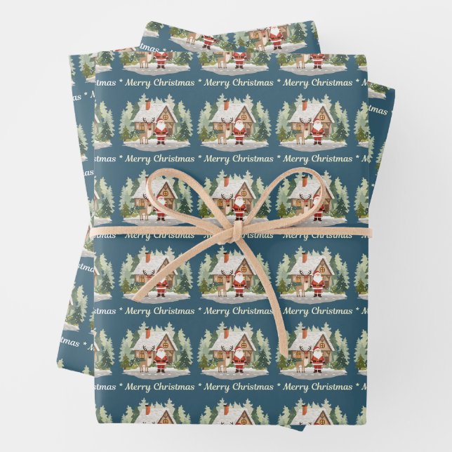 Christmas Wrapping Paper - Fun Santa Reindeer (In situ)