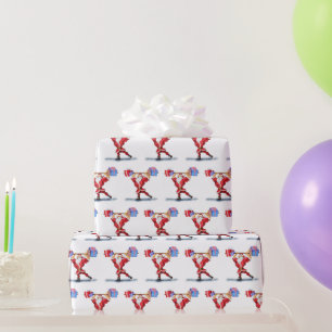 Christmas Wrapping Paper Funny Fit Santa with Gift