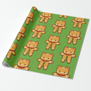Christmas Wrapping Paper - GINGERBREAD CAT