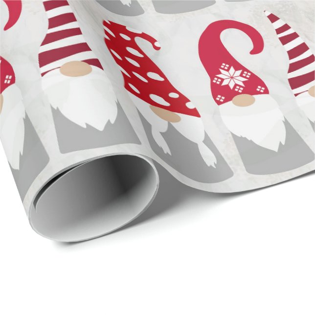 Christmas Wrapping Paper - Gnomes in a Row (Roll Corner)