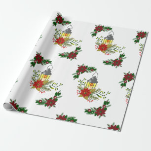 Christmas Wrapping Paper Gold Candles