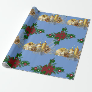 Christmas Wrapping Paper Gold Candles