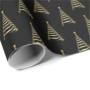 Christmas Wrapping Paper-Gold Tree Paper