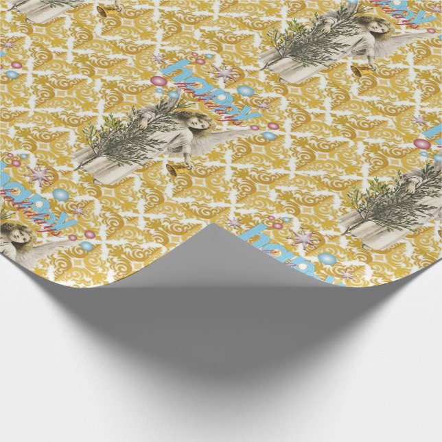 Christmas Wrapping Paper Happy Holidays Angel (Corner)