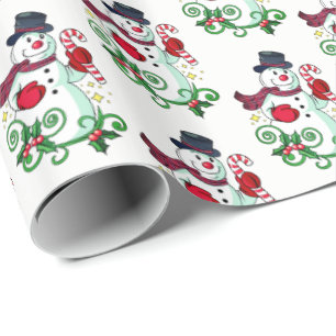 Christmas Wrapping Paper-Holiday Snowman Wrapping Paper