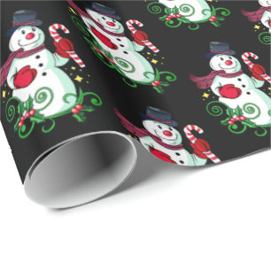 Christmas Wrapping Paper-Holiday Snowman Wrapping Paper