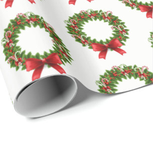 Christmas Wrapping Paper-Holiday Wreath Wrapping Paper