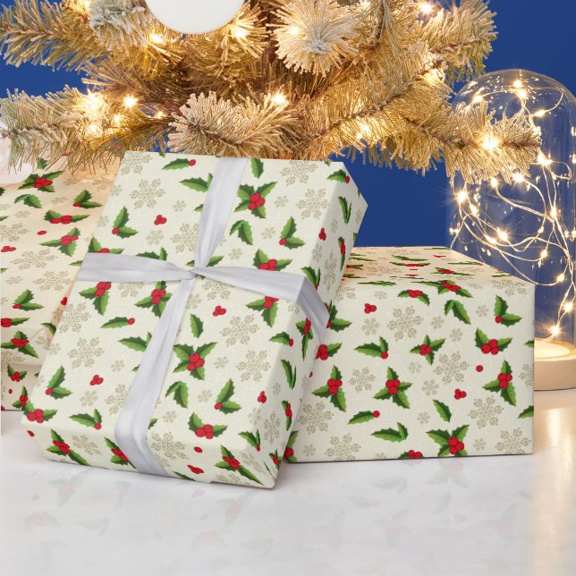 Christmas Wrapping Paper-Holly Wrapping Paper (Holidays)