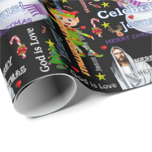 Christmas Wrapping Paper Jesus Santa