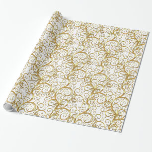 Christmas Wrapping Paper-Majesty Gold Swirls Wrapping Paper