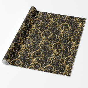 Christmas Wrapping Paper-Majesty Golden Swirls Paper