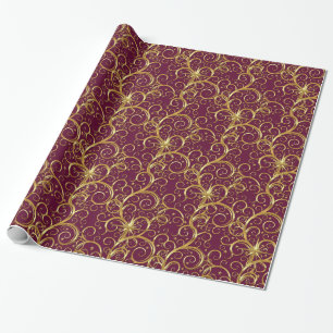 Christmas Wrapping Paper-Majesty Golden Swirls Wrapping Paper