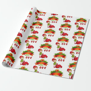 Christmas Wrapping Paper Merry Christmas Elf