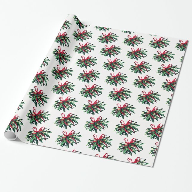 Christmas Wrapping Paper-Mistletoe Wrapping Paper (Unrolled)