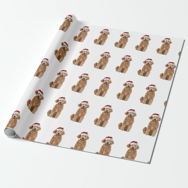 Christmas wrapping paper of golden doodle (Unrolled)