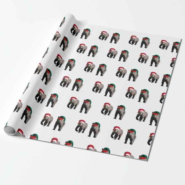Christmas wrapping paper of grizzly bear cubs (Unrolled)