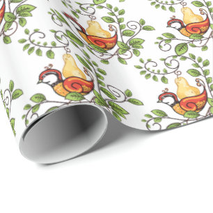 Christmas Wrapping Paper-Partridge In Pear Tree Wrapping Paper