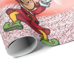 Christmas Wrapping Paper Peppermint Elf Snowman