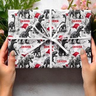 Christmas Wrapping Paper Personalised Dinosaur