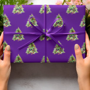 Christmas Wrapping Paper, Pine Purple Christmas Wrapping Paper