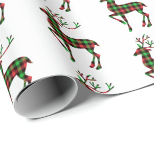 Christmas Wrapping Paper-Plaid Deer Paper