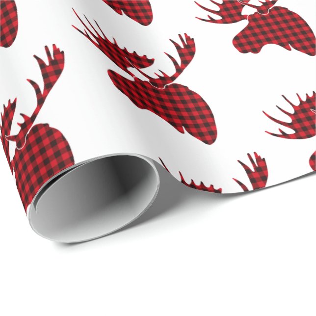 Christmas Wrapping Paper-Plaid Moose Paper (Roll Corner)