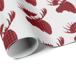 Christmas Wrapping Paper-Plaid Moose Wrapping Paper