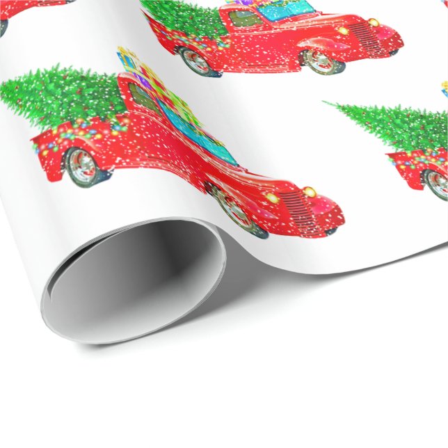 Christmas Wrapping Paper-Red Truck Wrapping Paper (Roll Corner)