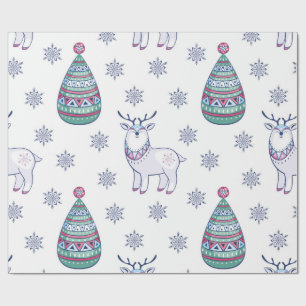 Christmas Wrapping Paper - Reindeer and Fir Trees