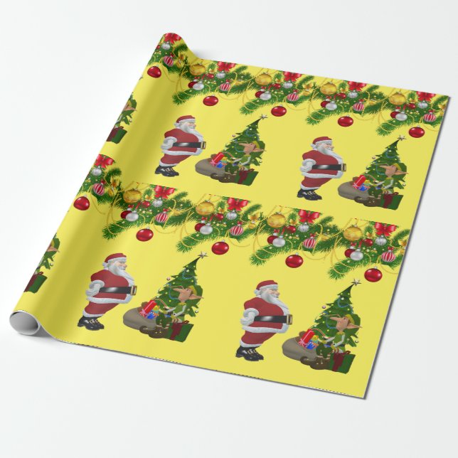 Christmas Wrapping Paper Santa (Unrolled)
