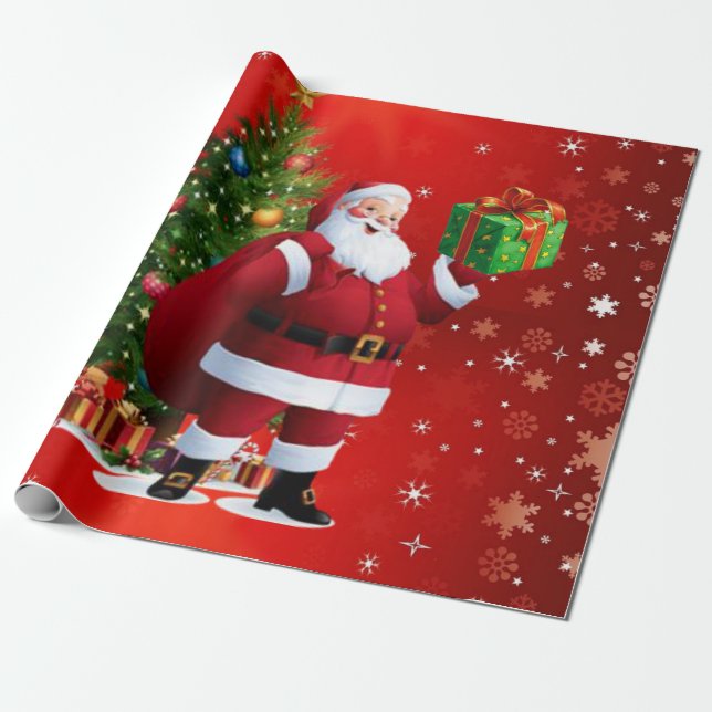 Christmas Wrapping Paper Santa Claus (Unrolled)