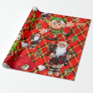 Christmas Wrapping Paper Santa Elf