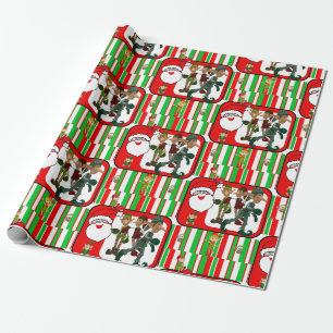 Christmas Wrapping Paper Santa Elf