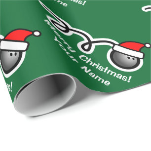 Christmas wrapping paper   Santa hat bowling ball