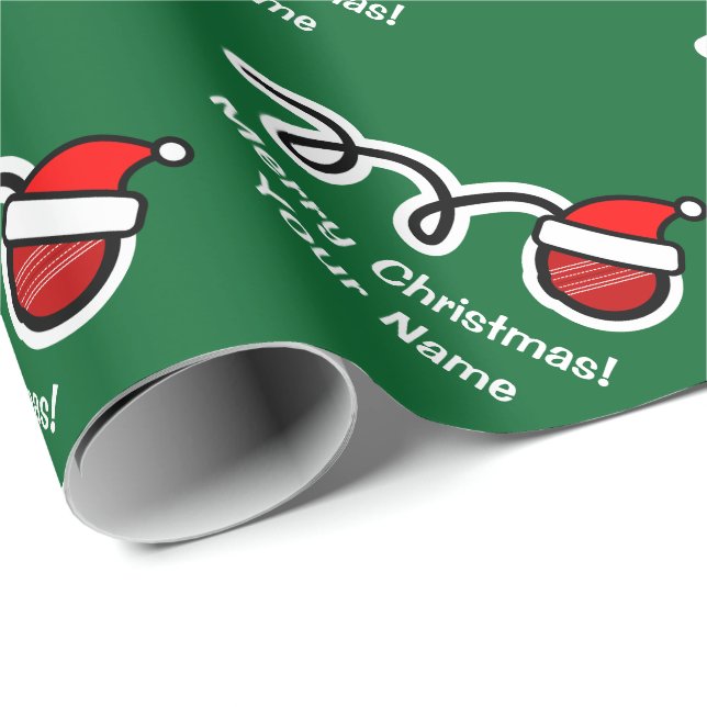 Christmas wrapping paper | Santa hat cricket ball (Roll Corner)