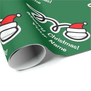 Christmas wrapping paper   Santa hat rugby ball