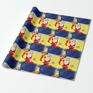Christmas Wrapping Paper Santa Kitten