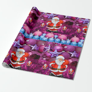 Christmas Wrapping Paper Santa Purple
