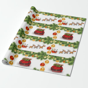 Christmas Wrapping Paper Santa Sleigh
