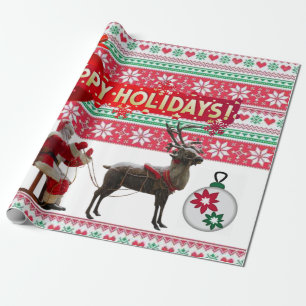 Christmas Wrapping Paper Santa Sleigh