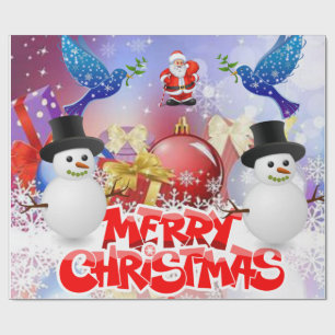 Christmas Wrapping Paper Santa Snowman
