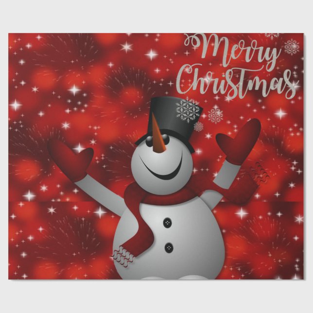 Christmas Wrapping Paper Santa, Snowman (Flat)