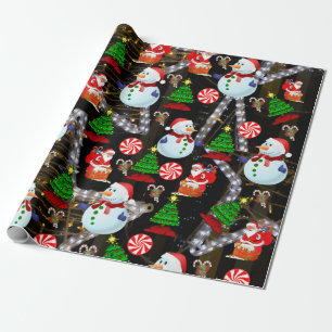 Christmas Wrapping Paper Santa Snowman