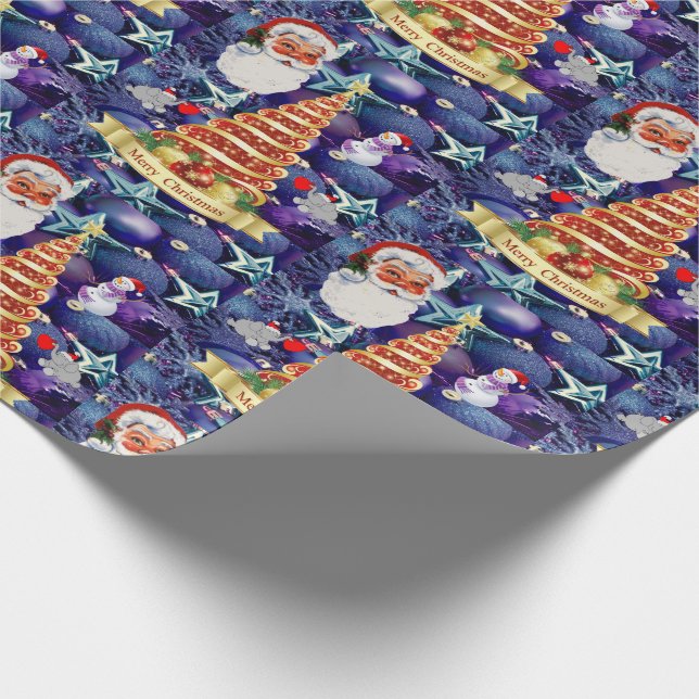 Christmas Wrapping Paper Santa Tree (Corner)