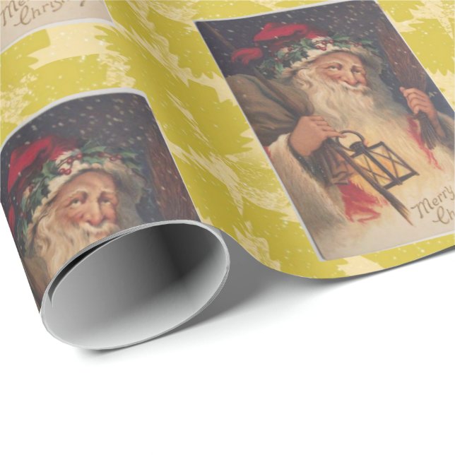 Christmas Wrapping Paper Santa, Vintage (Roll Corner)