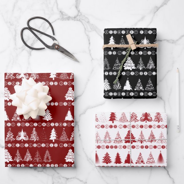 Christmas Wrapping Paper Set of 3 Designs (Front)