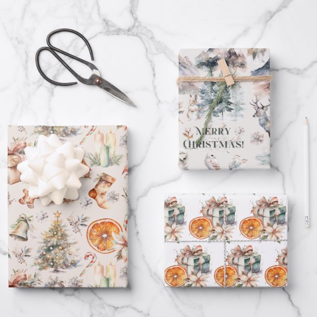 Christmas Wrapping Paper Set of 3 Designs (Front)